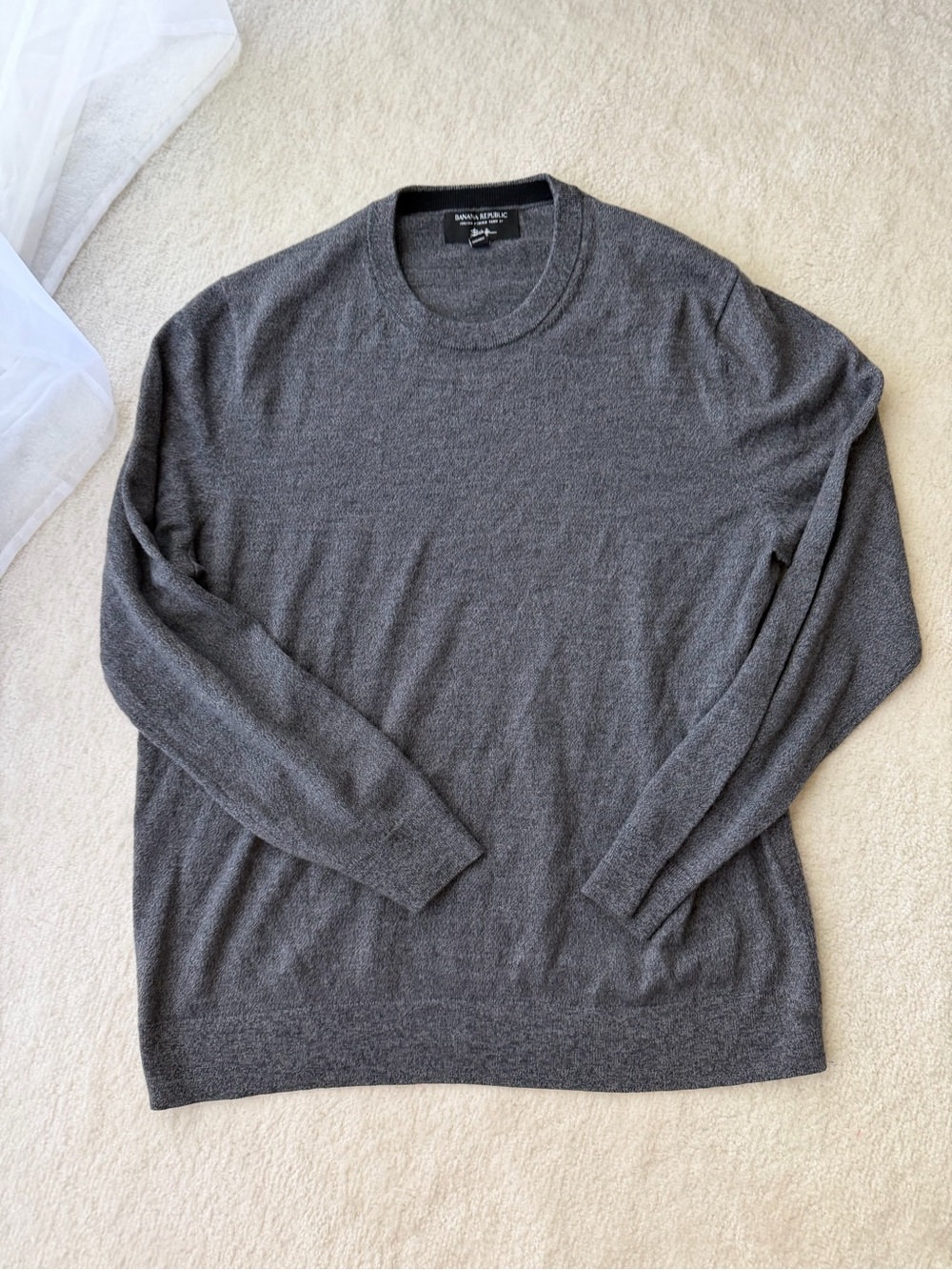 Banana Republic Baruffa Italian Merino Wool Gray Crewneck Sweater